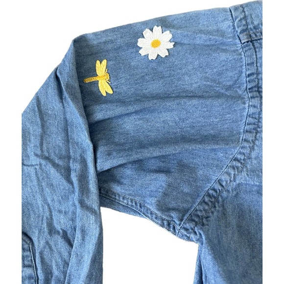 Vintage Miller Stockman Blue Denim Hippie Patches XL Button Up Shirt VTG - Picture 5 of 11